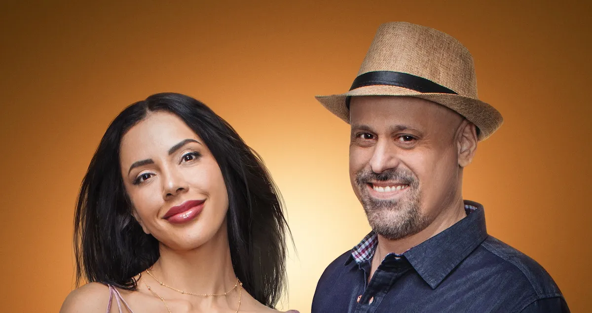 Jasmine and Gino of '90 Day The Last Resort' Season 2 on orange-gold background