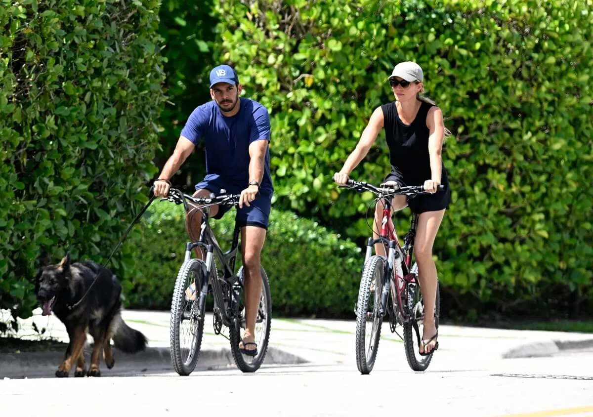 Gisele Bündchen and her boyfriend, Joaquim Valente, are seen on a bike ride in Surfside, Florida