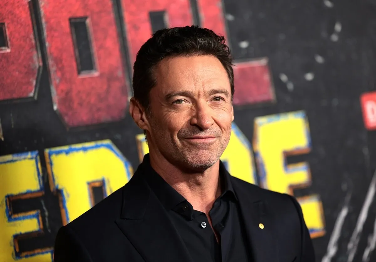 Hugh Jackman posing at the premiere of 'Deadpool & Wolverine'.