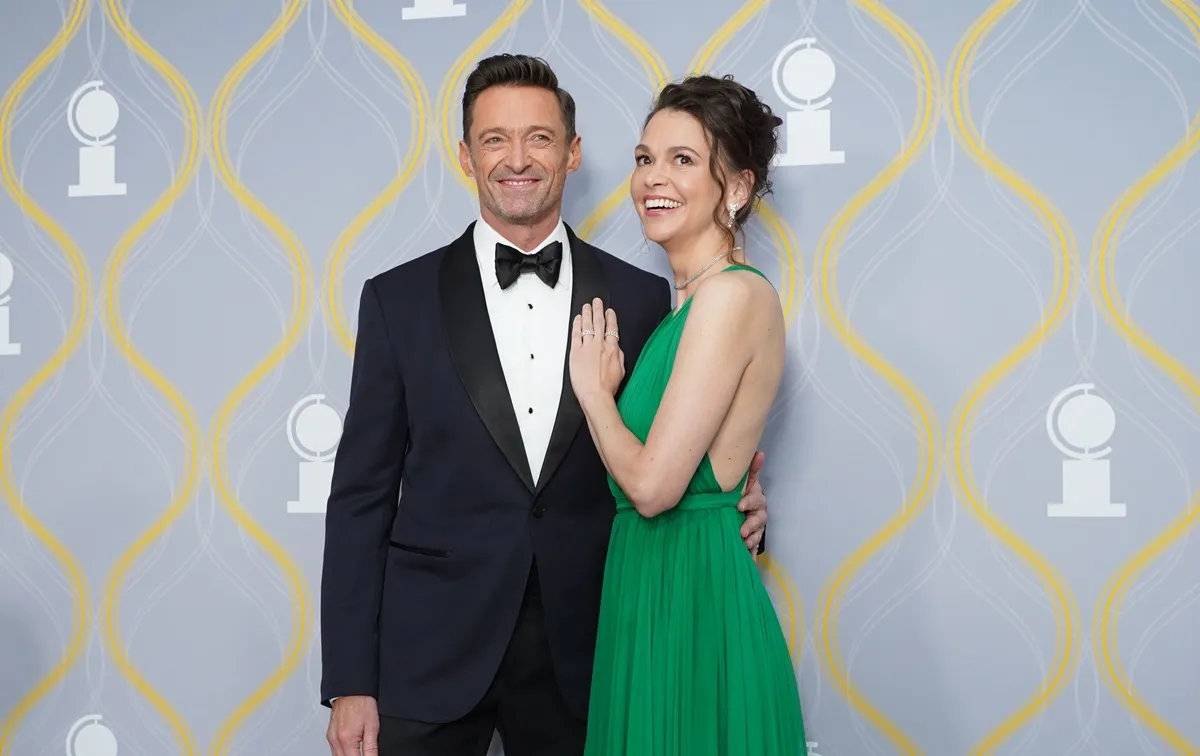 Hugh Jackman and Sutton Foster attend The 75th Annual Tony Awards