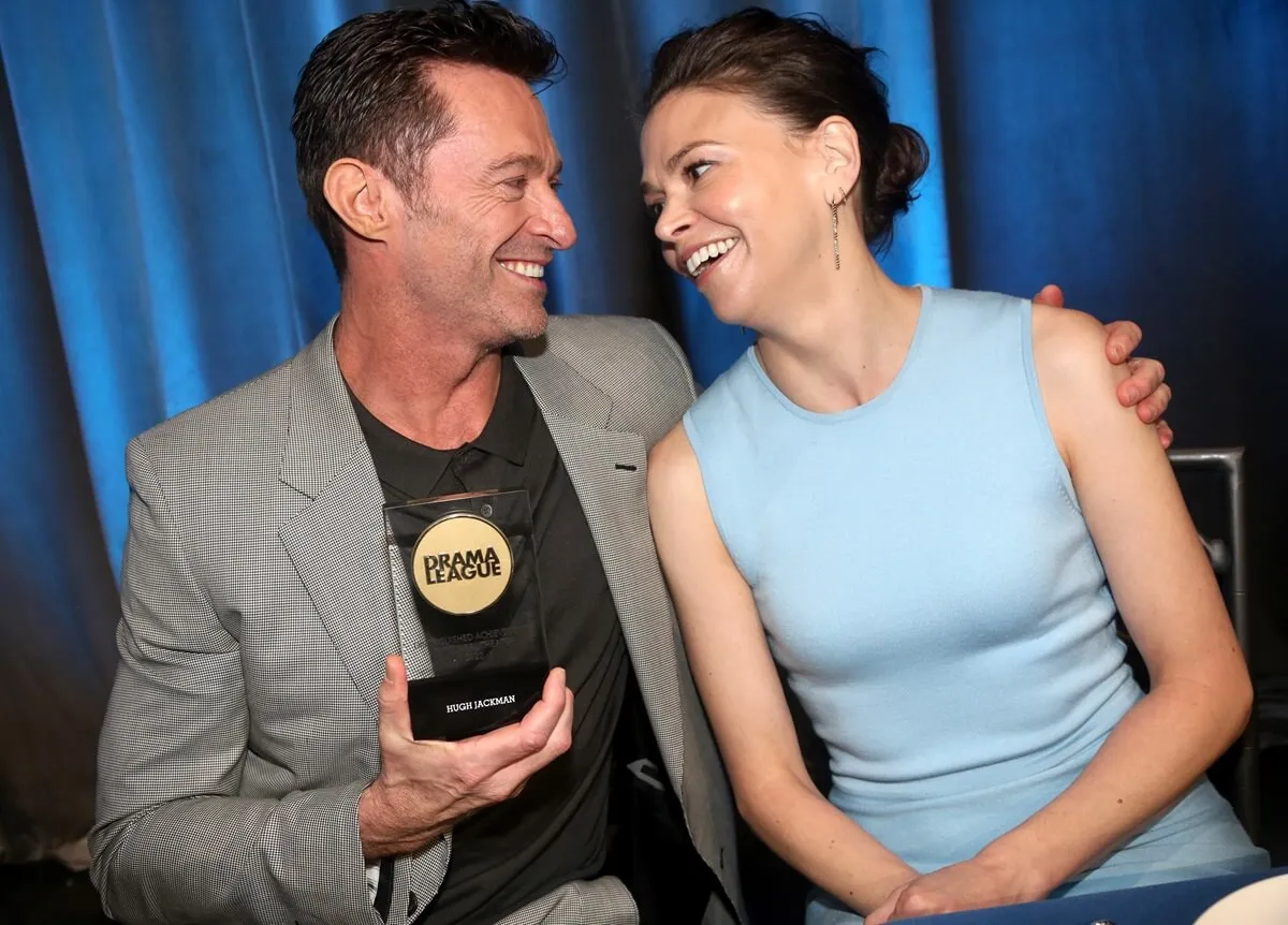 Hugh Jackman and Sutton Foster pose together at the 88th Annual Drama League Awards