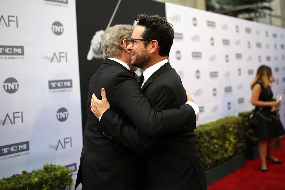 J.J. Abrams hugging Steven Spielberg at the American Film Institute's 44th Life Achievement Award Gala.