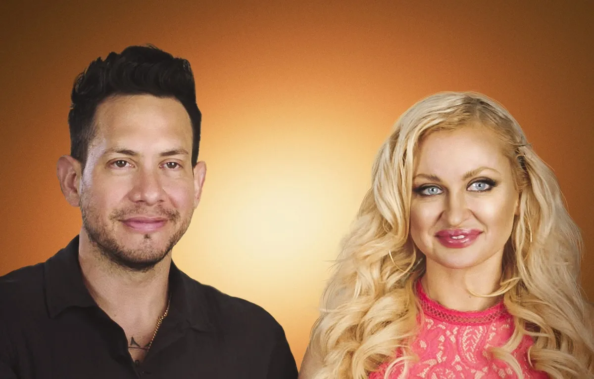 Josh and Natalie of '90 Day The Last Resort' Season 2 on orange-gold background