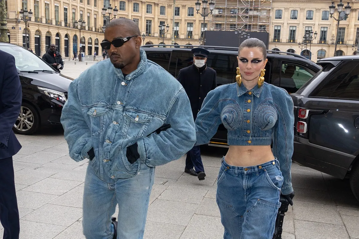 Kanye West and Julia Fox are seen on January 23, 2022 in Paris, France