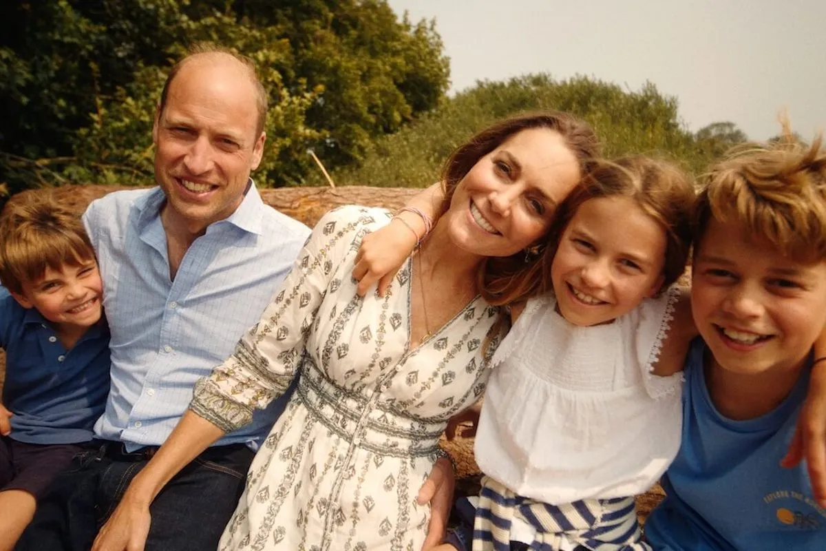 Kate Middleton, Prince William, and the Wales children in a video still