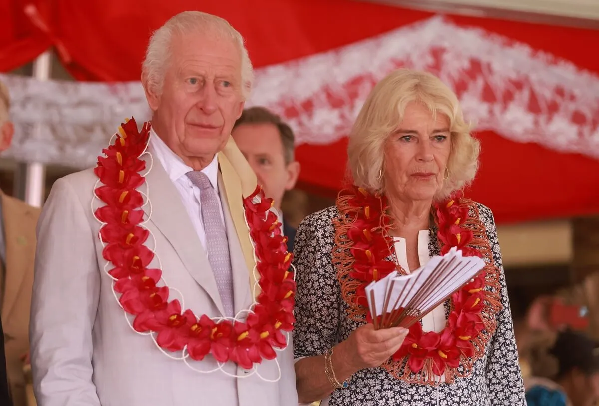 King Charles III and Queen Camilla attend a farewell ceremony on the final day of the royal visit to Australia and Samoa at the Siumu Village