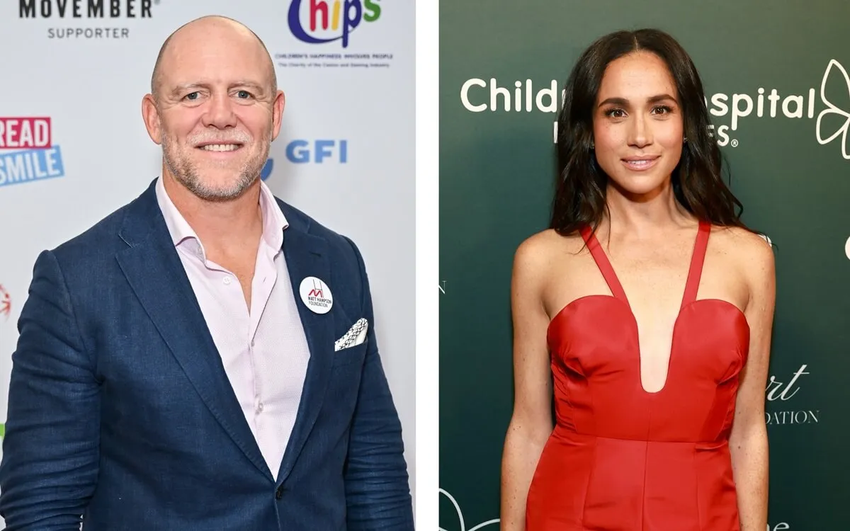 (L) Mike Tindall at a charity event in London, (R) Meghan Markle at a gala in Los Angeles