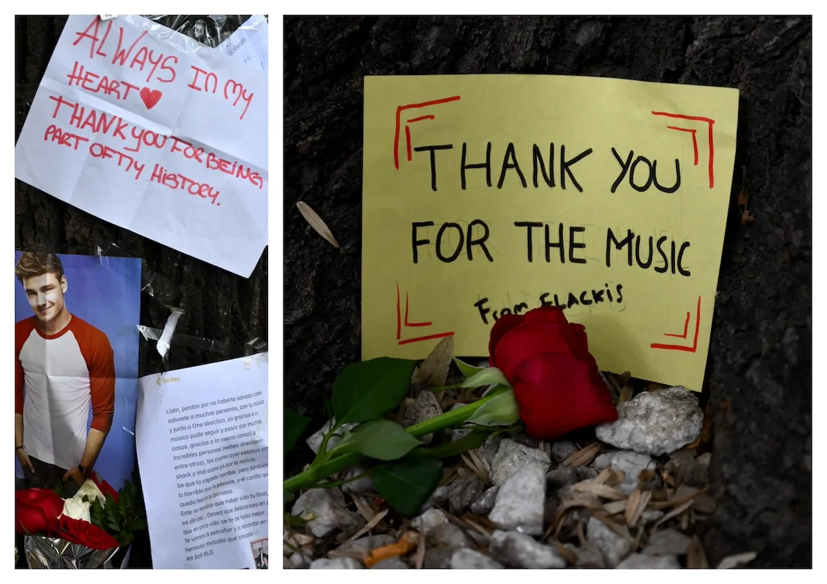 Notes to Liam Payne outside hotel in Buenos Aires