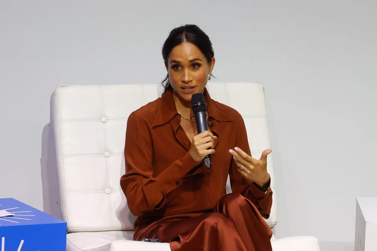 Meghan Markle attends a forum at EAN University in Bogota, Colombia