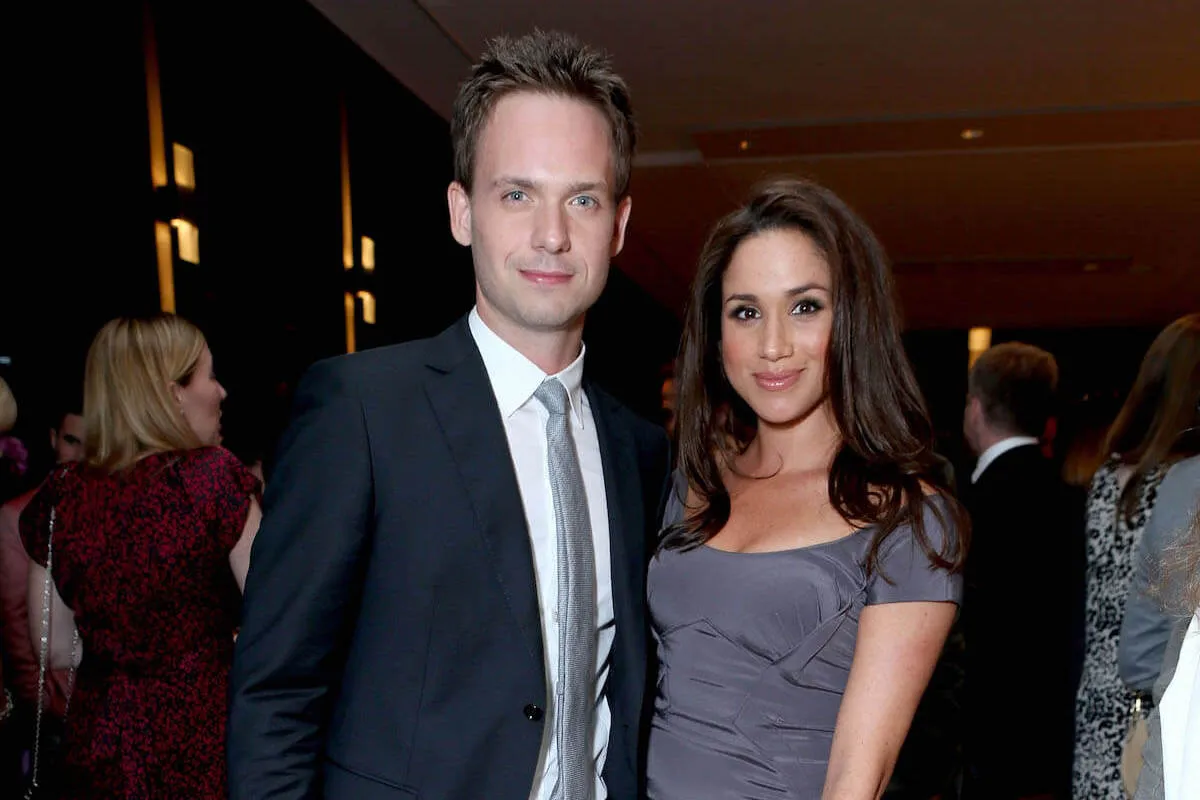 Meghan Markle, who offered to 'help' with the 'Suits' watch podcast, with Patrick J. Adams