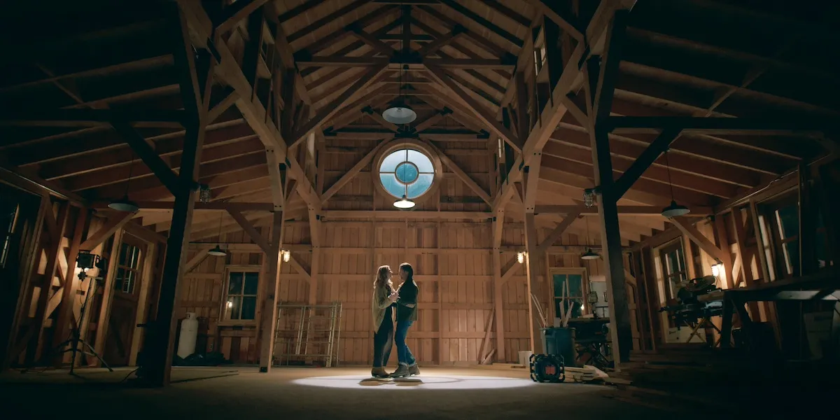 Mel and Jack dancing in a barn in 'Virgin River' Season 6