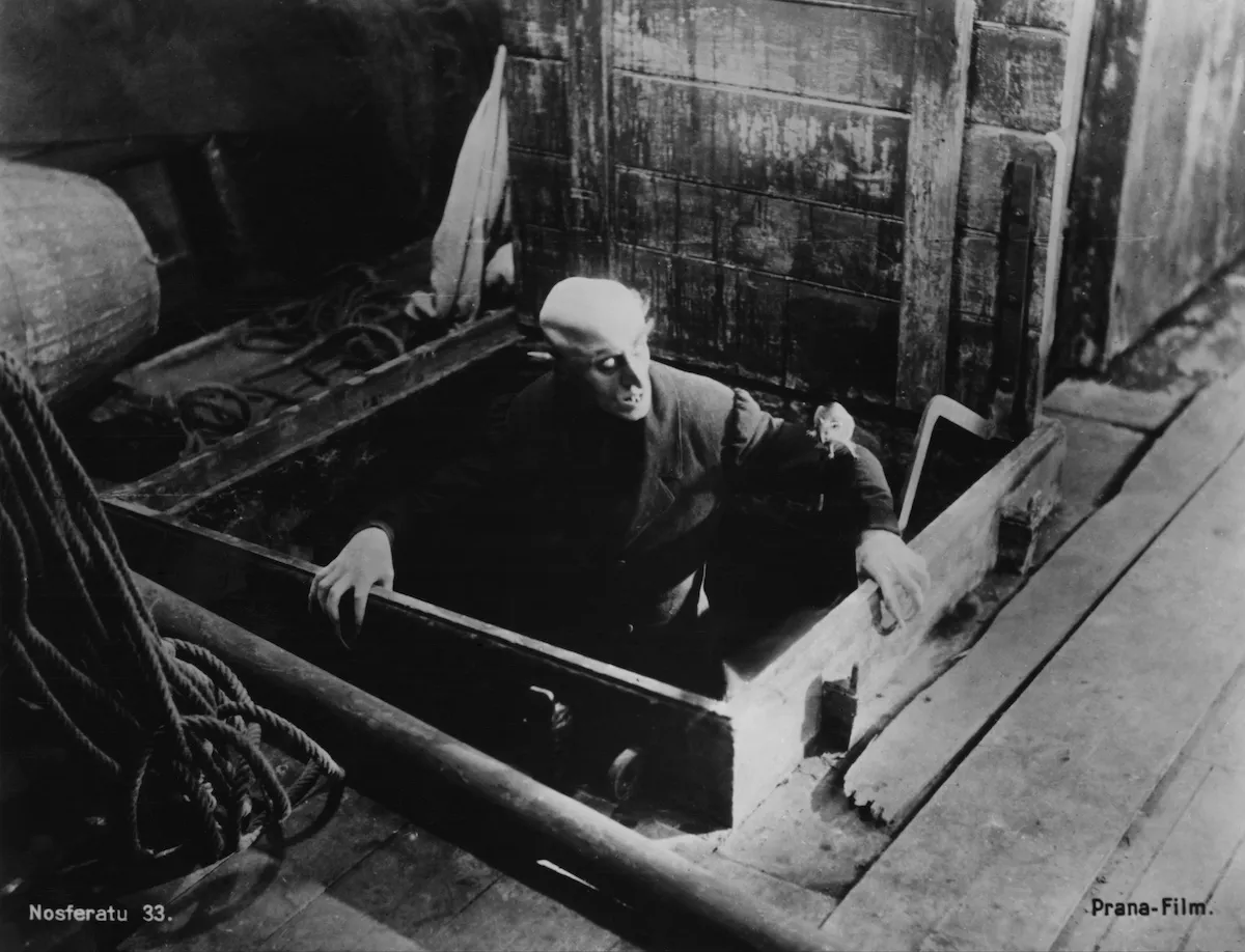 Max Schreck as Count Orlok emerging a ship's hold in 'Nosferatu'