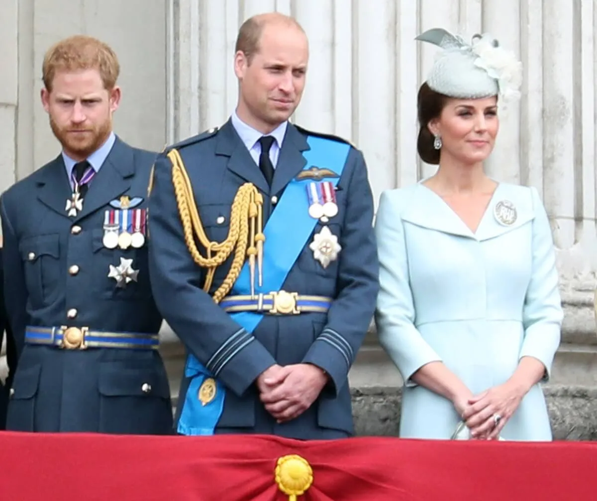 Prince Harry, Prince William, and Kate Middleton watch the RAF flypast on the balcony of Buckingham Palace (1)