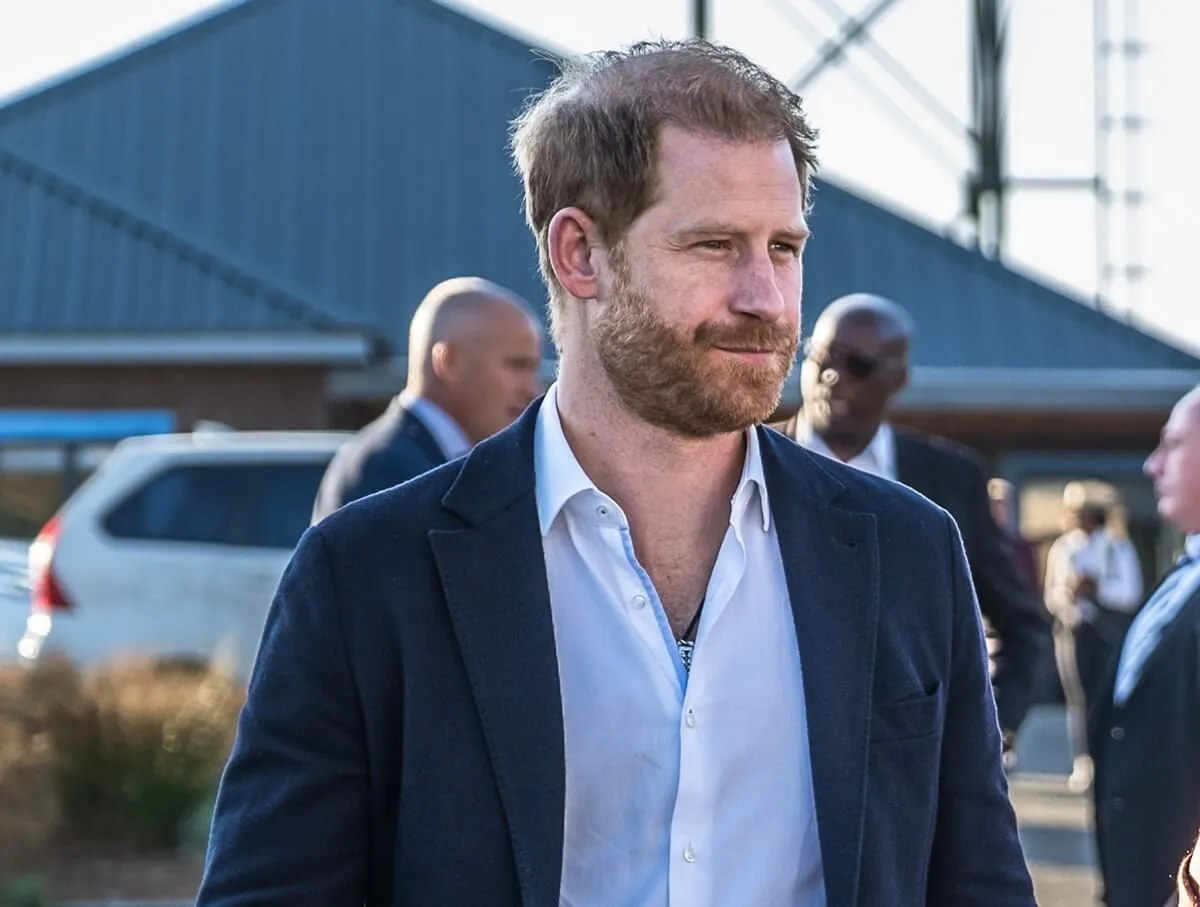 Prince Harry and Prince Seeiso of Lesotho arrive at a welcome event at Sentebale’s Mamohato Children’s Center in Botswana