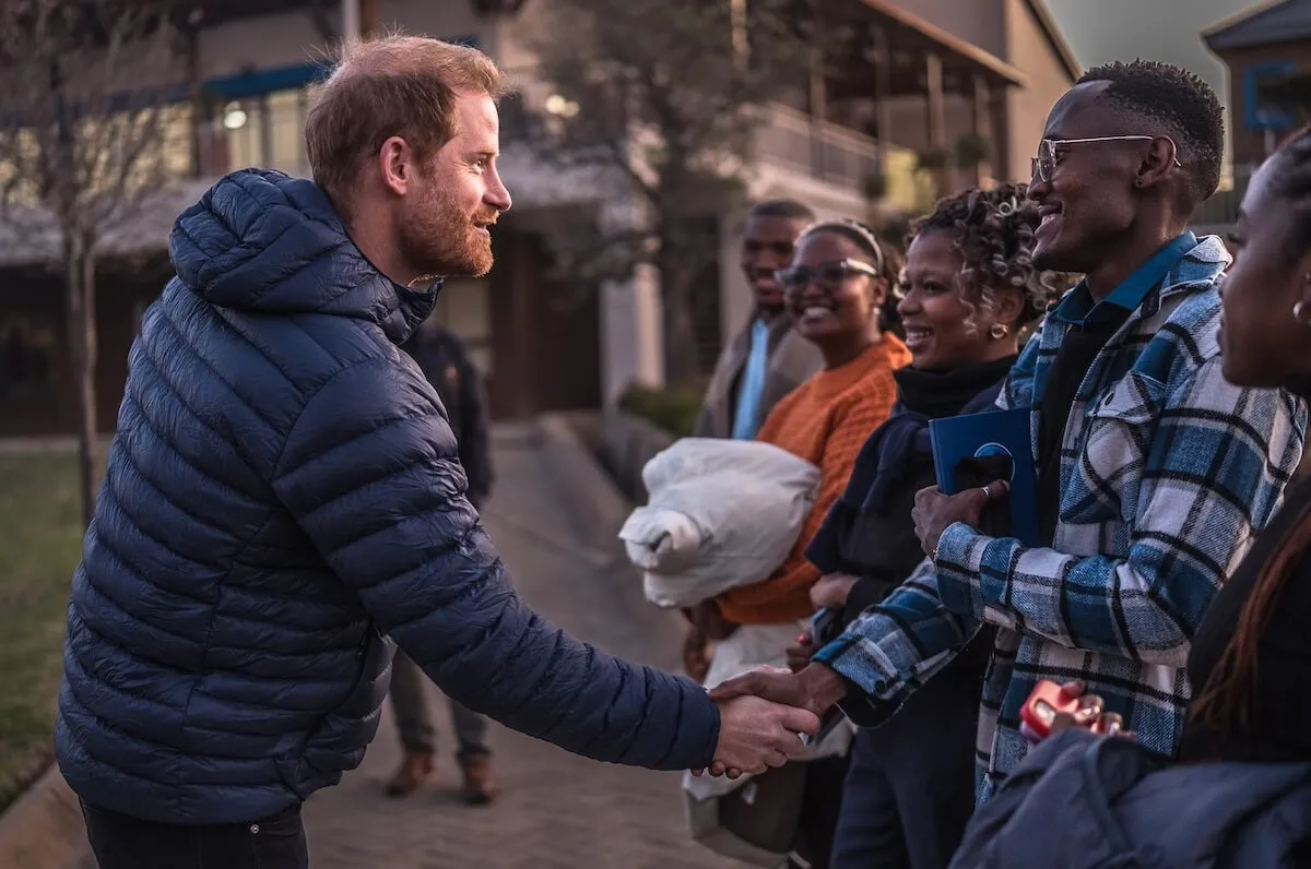 Prince Harry greets people in Lesotho, Africa