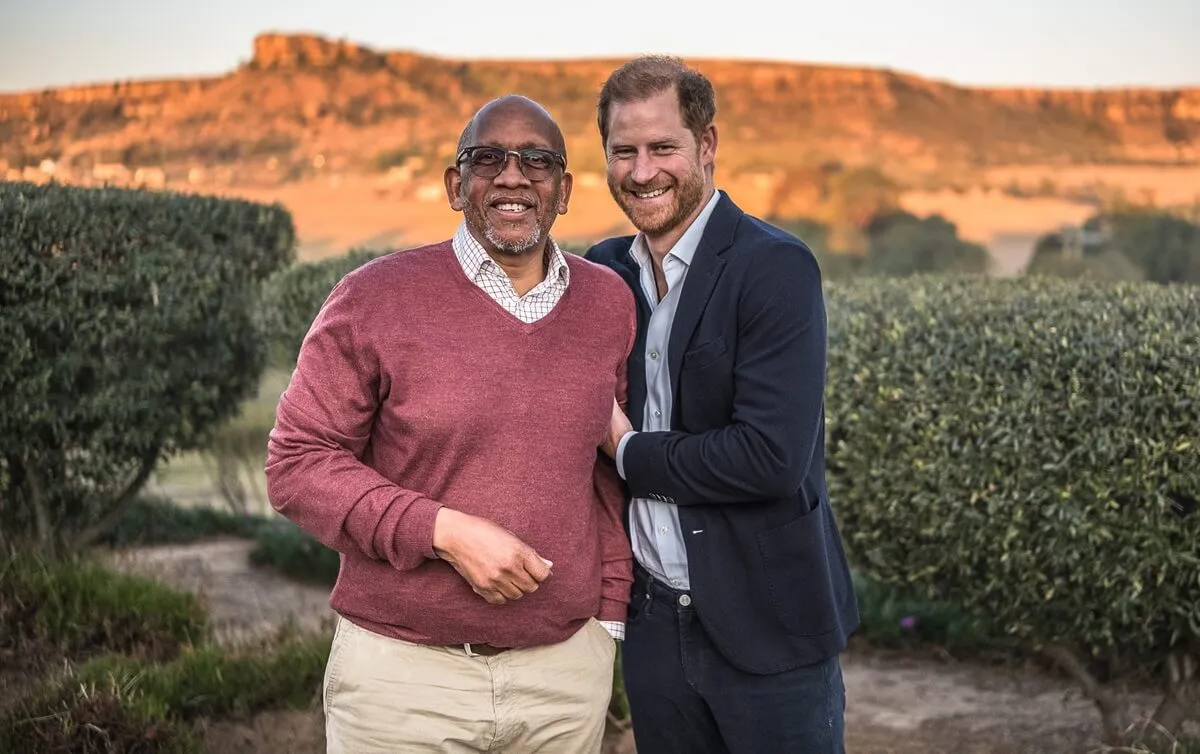 Prince Seeiso of Lesotho and Prince Harry attend a welcome event in Botswana