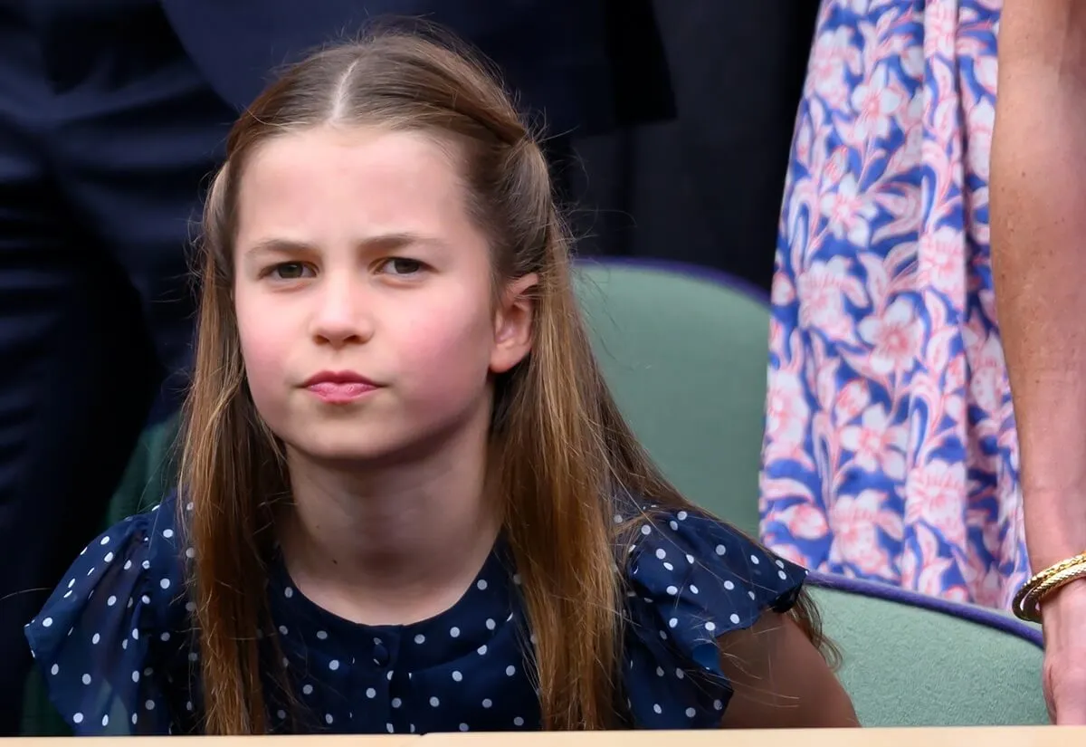 Princess Charlotte attends the men's final on day of the Wimbledon Tennis Championships