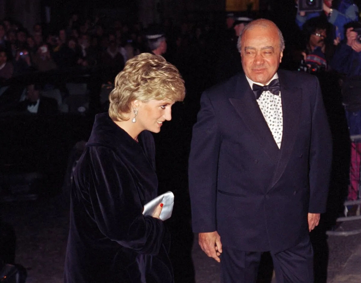 Princess Diana and Mohamed Al Fayed attend a charity gala dinner at Harrods