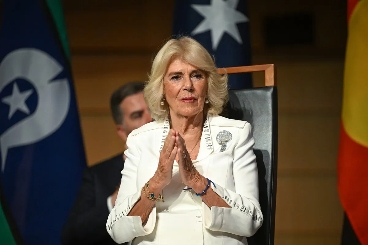 Queen Camilla attends the ceremonial welcome and Parliamentary reception at the Australian Parliament House