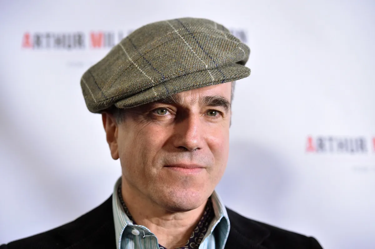 Daniel Day-Lewis posing in a brown hat while he attends attends Arthur Miller - One Night 100 Years Benefit at Lyceum Theatre.