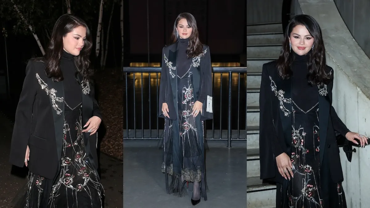 Wearing a black embroidered dress, Selena Gomez attends a special screening of 'Emilia Perez'