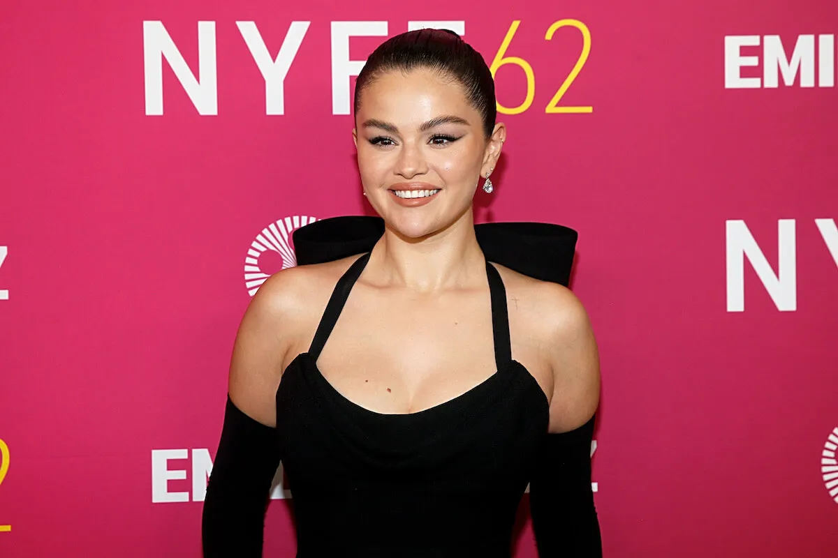 Selena Gomez, who didn't want to sing and dance on 'Only Murders in the Building,' wears a black dress.