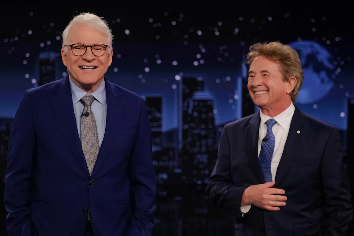 Steve Martin and Martin Short, whose real-life friendship got an 'Only Murders in the Building' shoutout, on a talk show