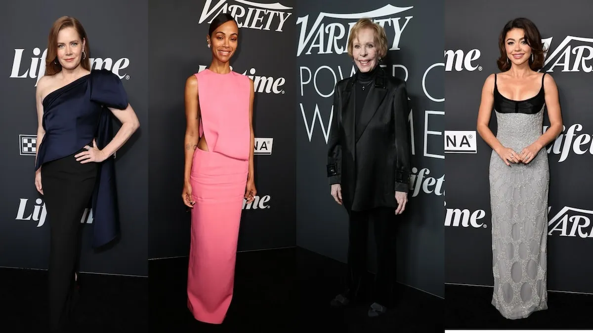 Variety Power of Women honorees Amy Adams, Zoe Saldaña, Carol Burnett, and Sarah Hyland smile for cameras for the event