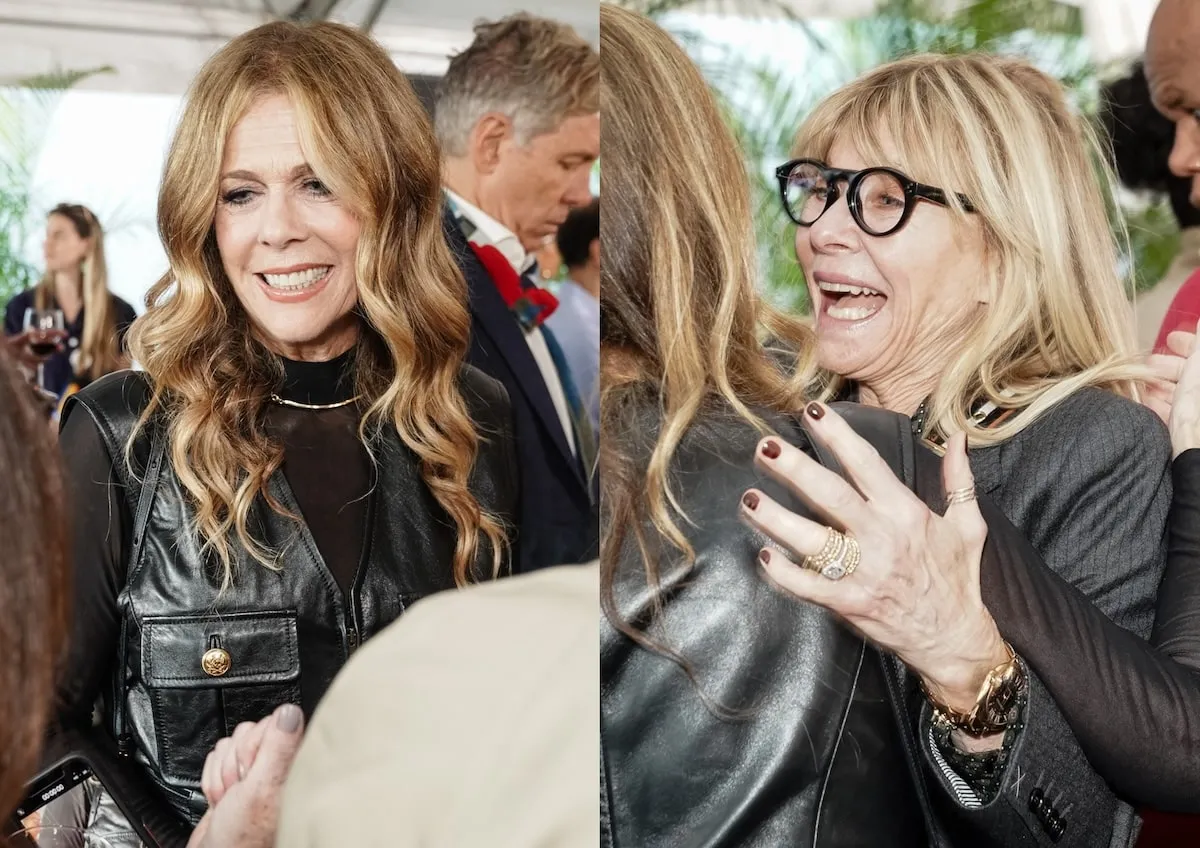 Side by side photos of Rita Wilson and Kate Capshaw greeting guests at the When We All Vote Rally in Georgia