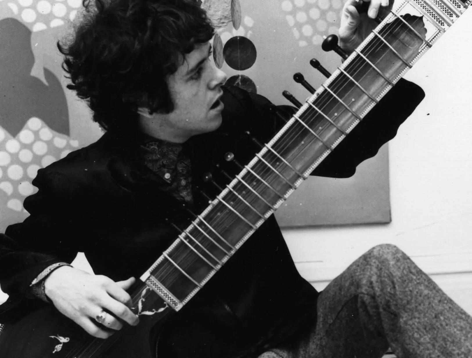 "Season of the Witch" singer Donovan with a sitar