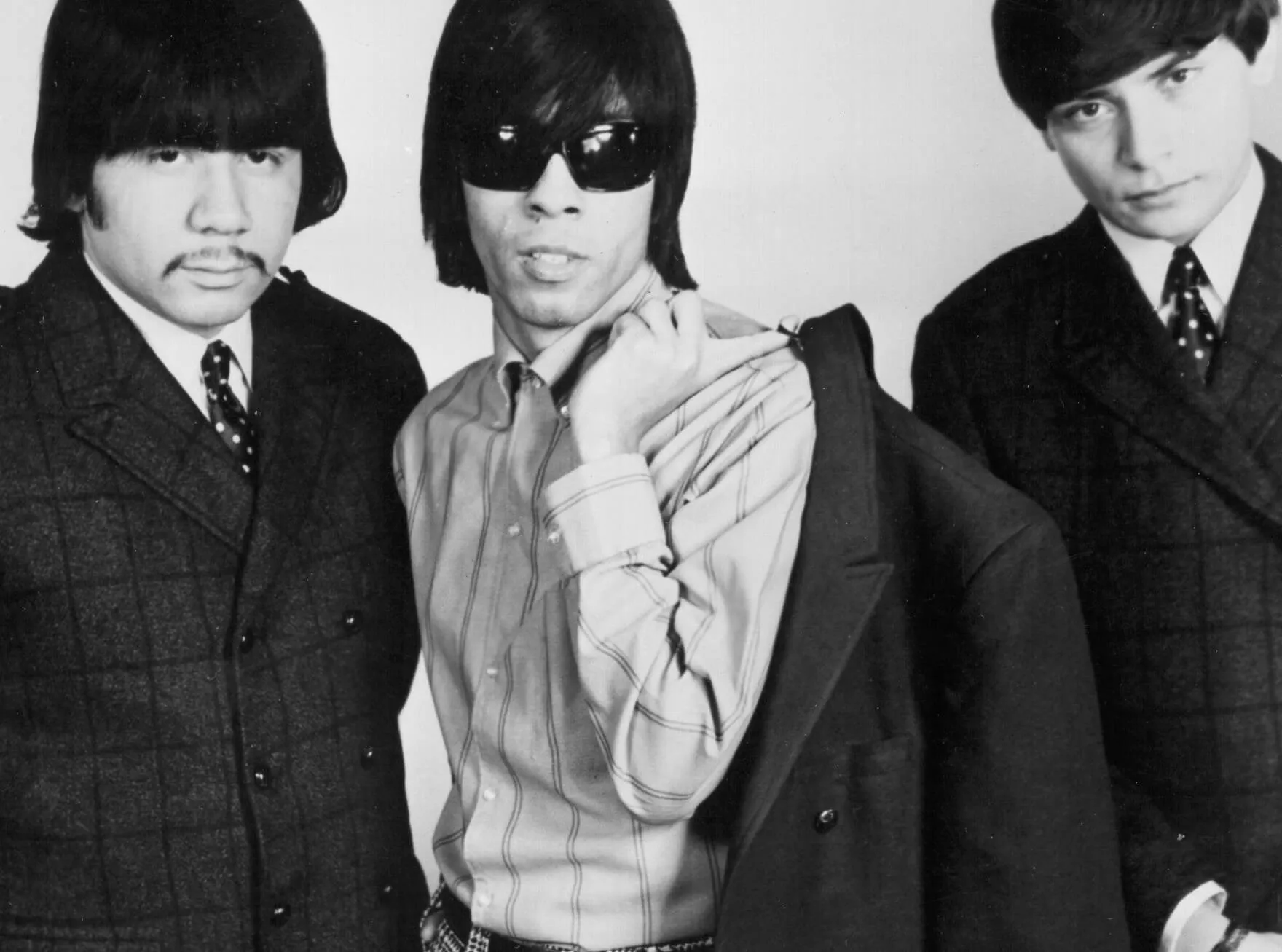 A black-and-white photo of Question Mark & the Mysterians, the band behind the first punk rock song