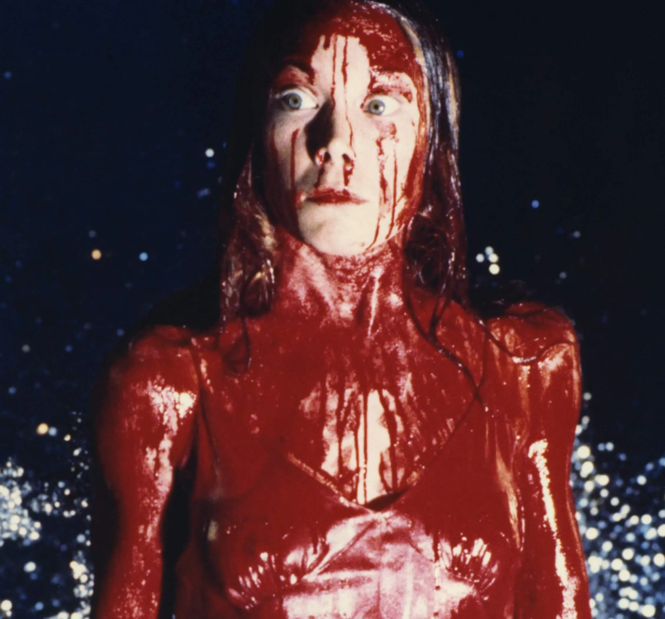 Stephen King's Carrie White, the greatest horror movie villain, covered with blood