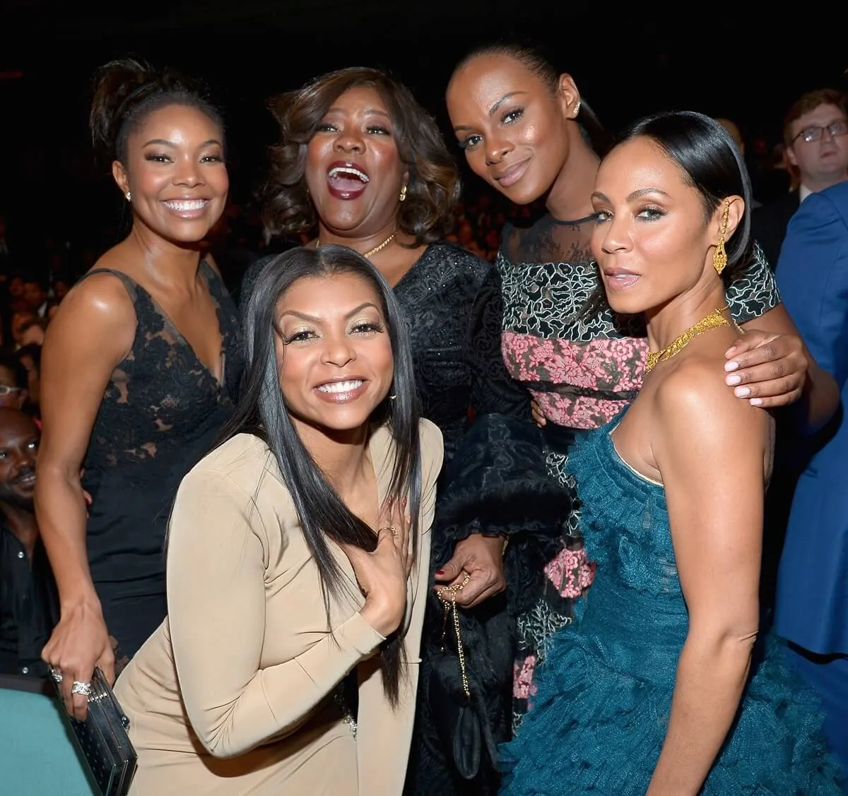 Jada Pinkett Smith posing in a photograph alongside Gabrielle Union, Taraji P. Henson, Loretta Devine, and Tika Sumpter.