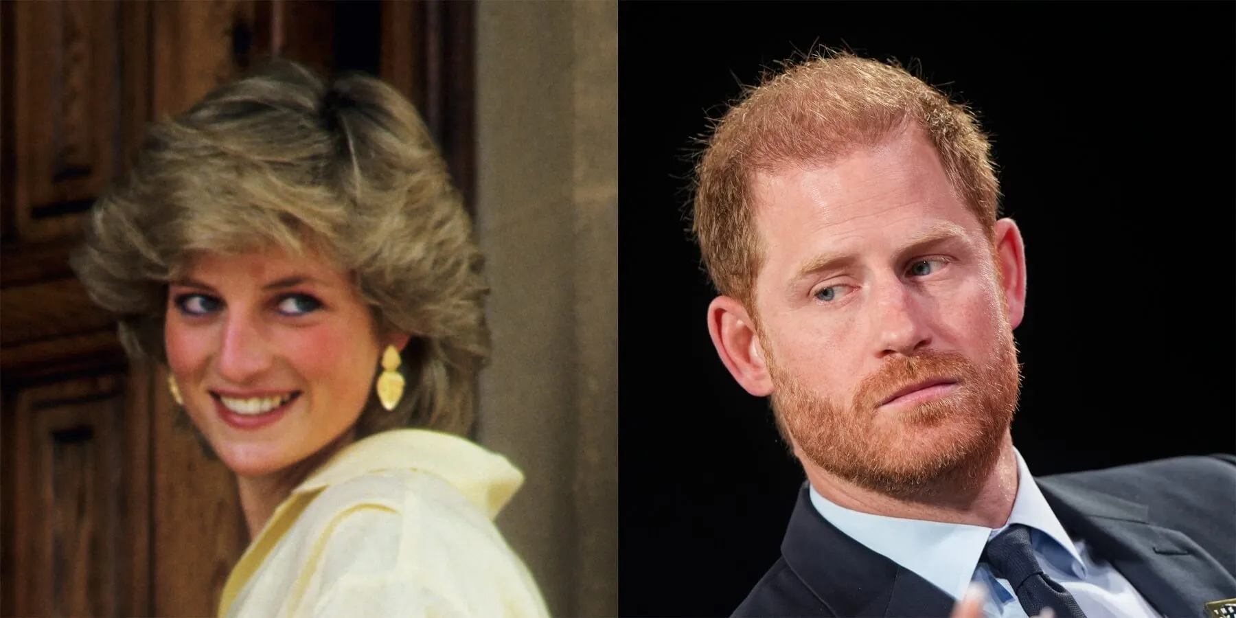 Princess Diana and Prince Harry in side-by-side photos