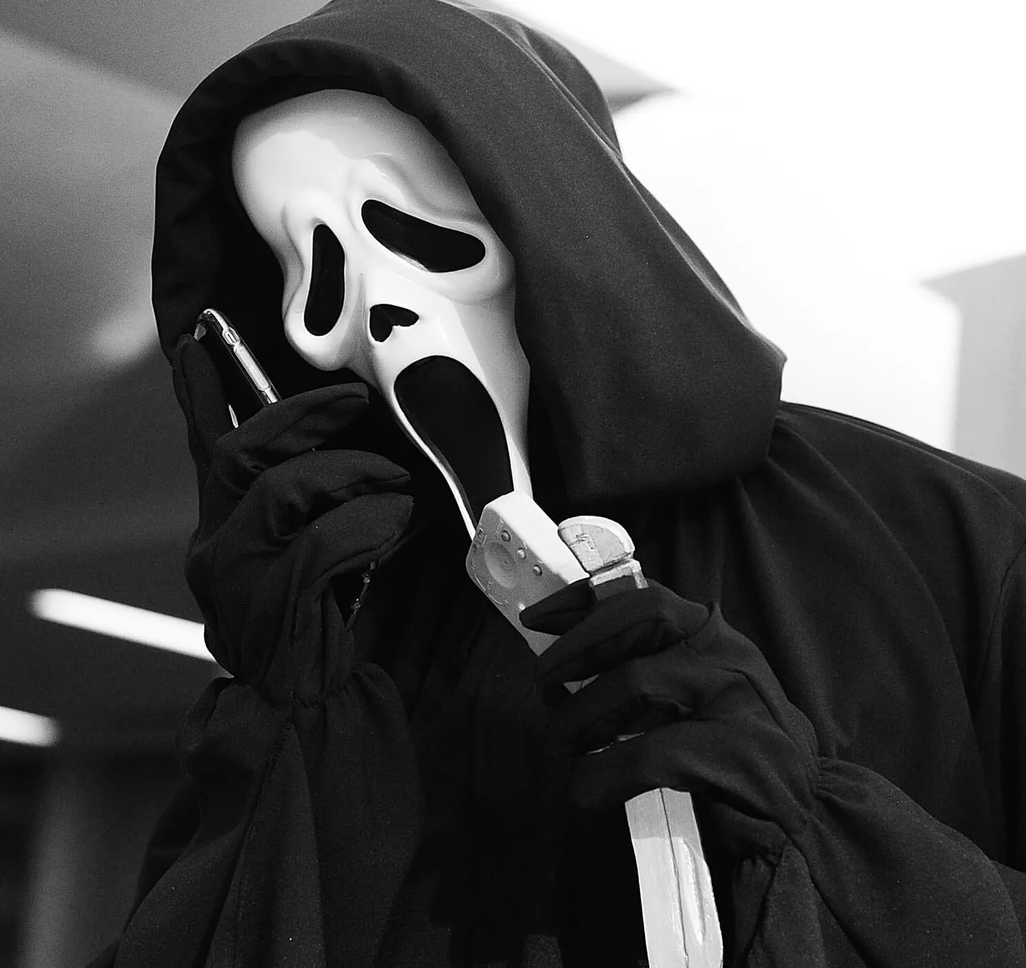 Someone dressed as Ghostface, a killer identity from the 'Scream' movies