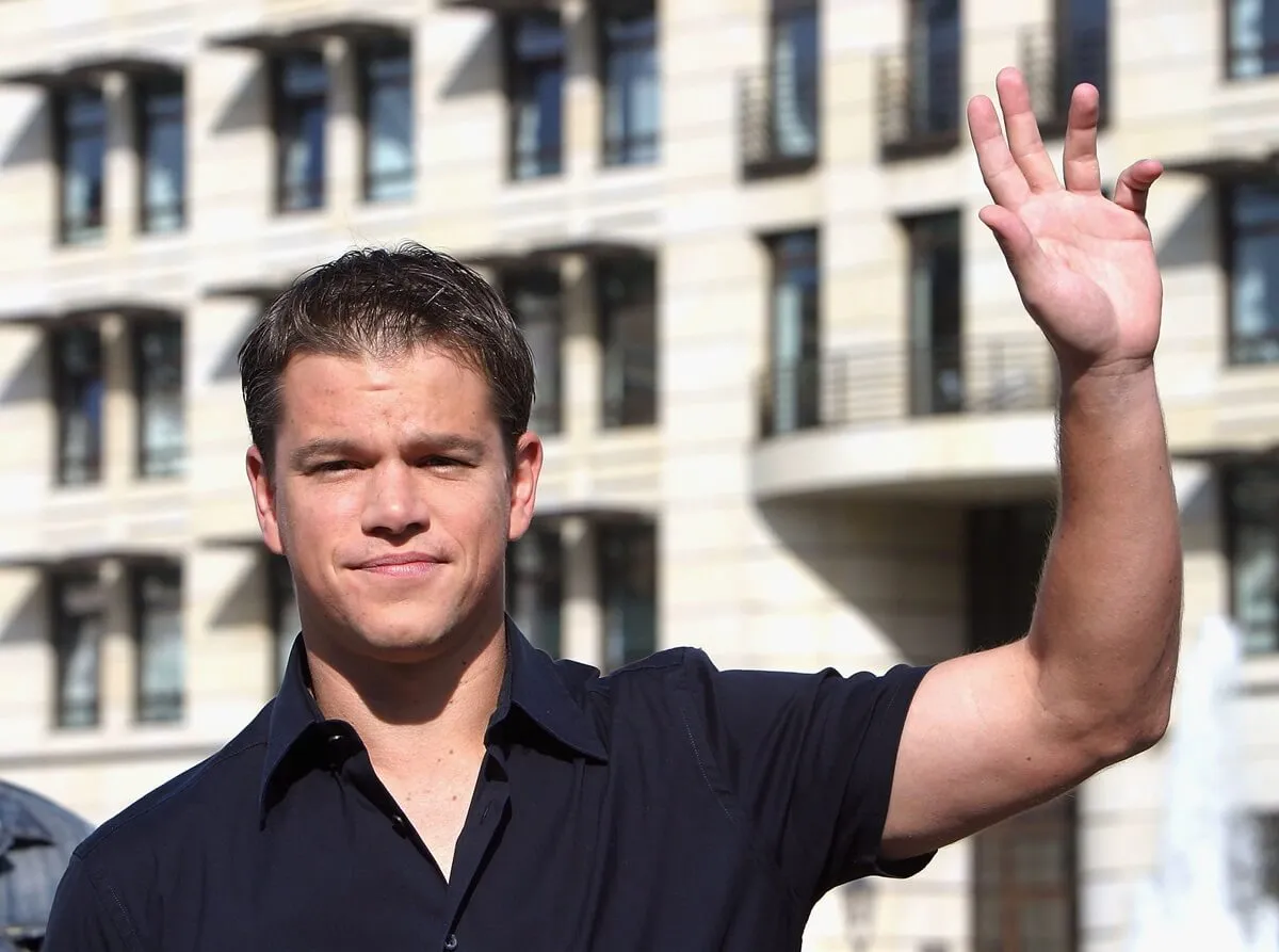 Matt Damon posing at a photocall for 'The Bourne Supremacy'.