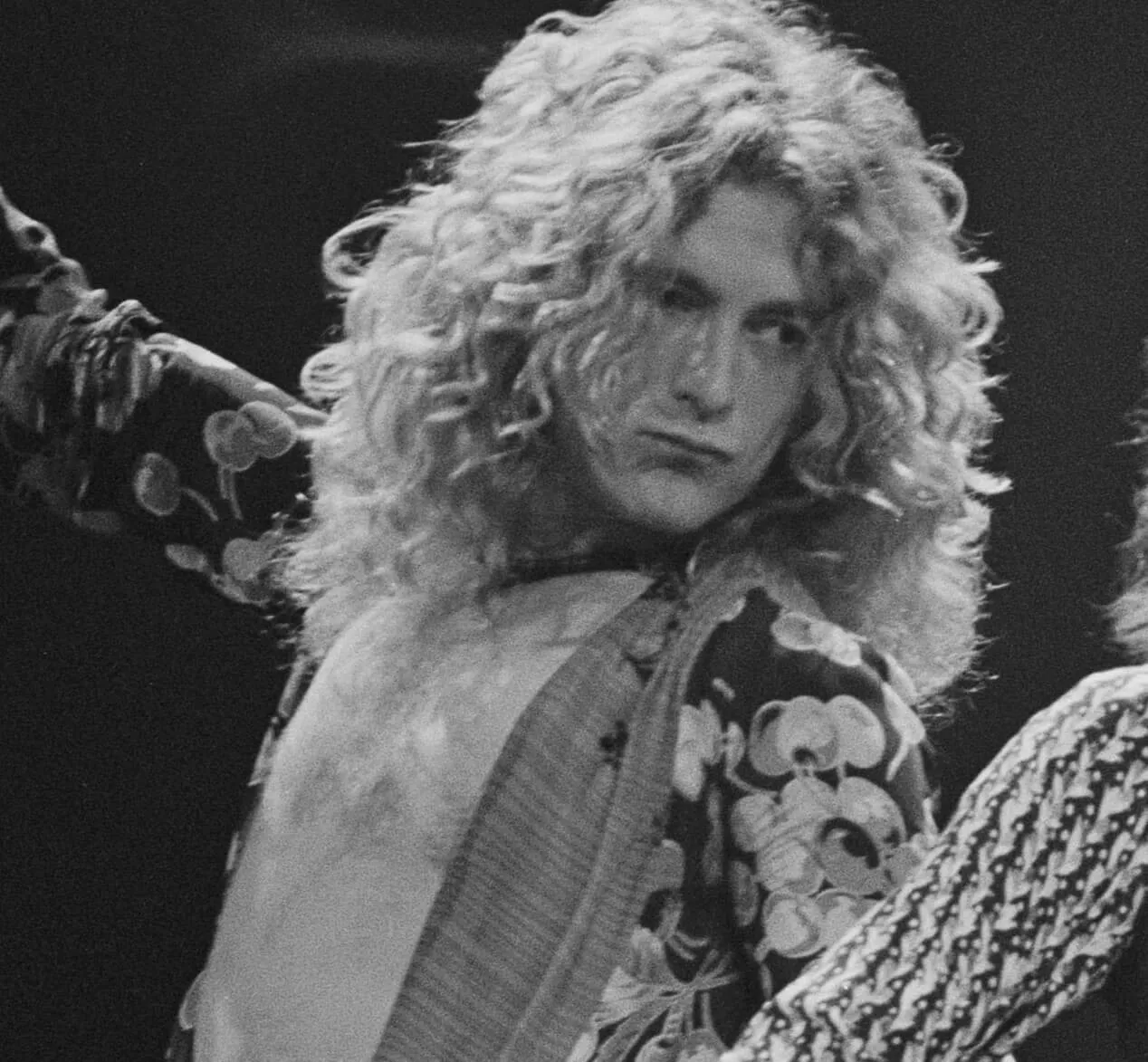 Led Zeppelin's Robert Plant in black-and-white