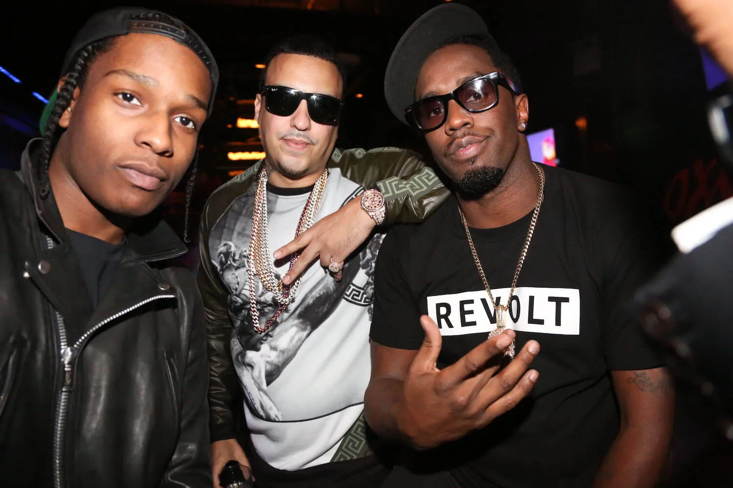 A$AP Rocky, French Montana, and Sean 'Diddy' Combs posing together in 2013