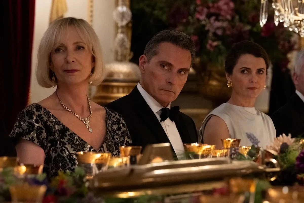 Allison Janney, Rufus Sewell, and Keri Russell in 'The Diplomat' Season 2