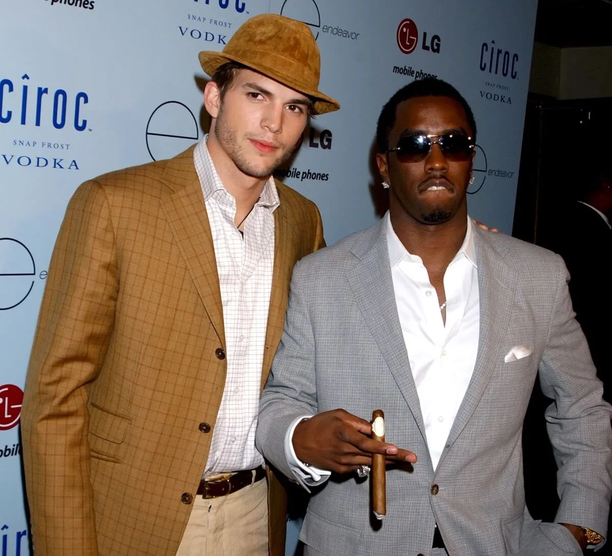 Ashton Kutcher and Sean 'Diddy' Combs hanging out in West Hollywood, California together