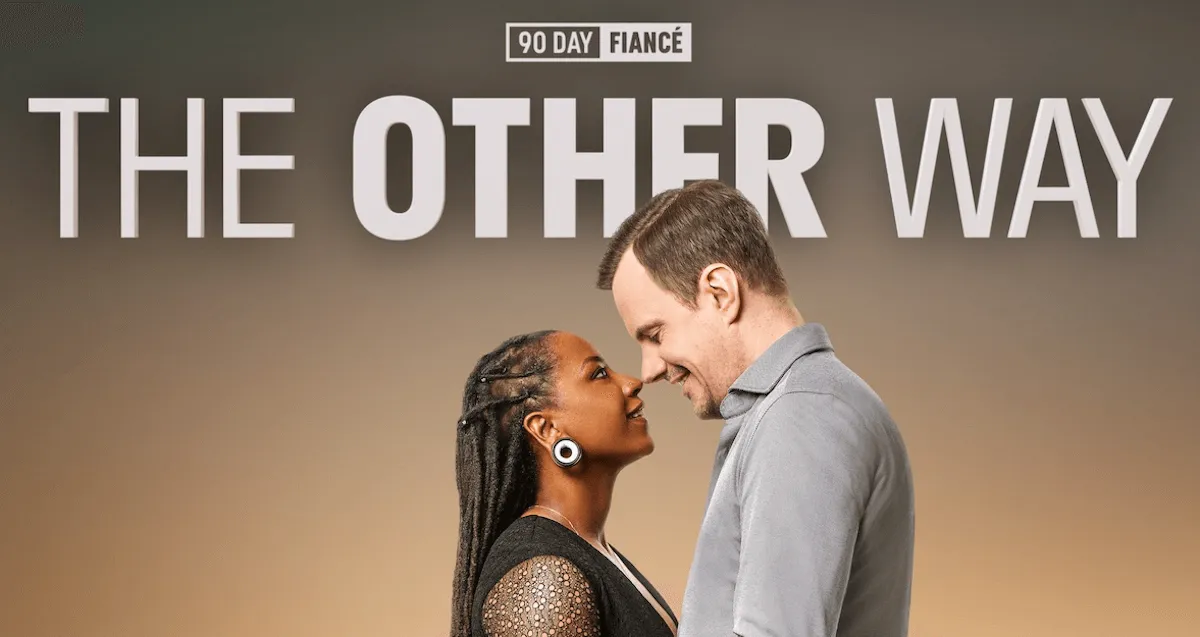 Corona and Ingi looking into each other's eyes below a logo for '90 Day Fiance: The Other Way'