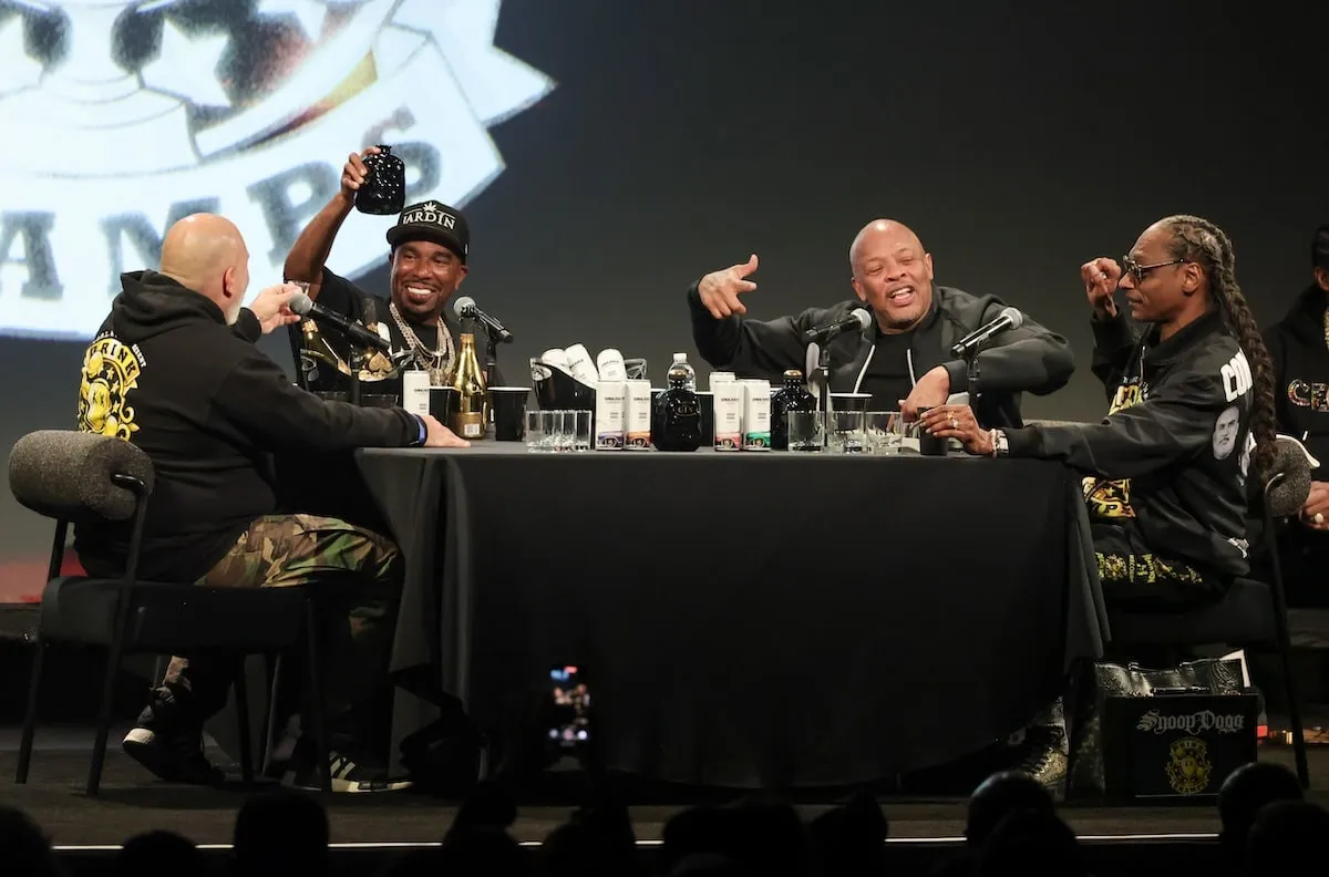 Rappers Dr. Dre and Snoop Dogg listen to tracks off of Dre and Snoop's upcoming studio album 'Missionary' at ComplexCon 2024