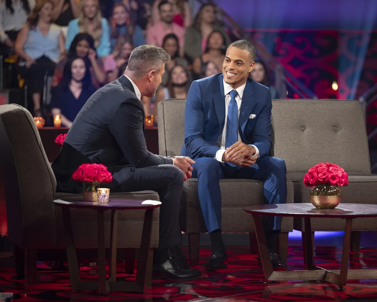 Grant Ellis appears on stage during 'The Bachelorette: The Men Tell All' 