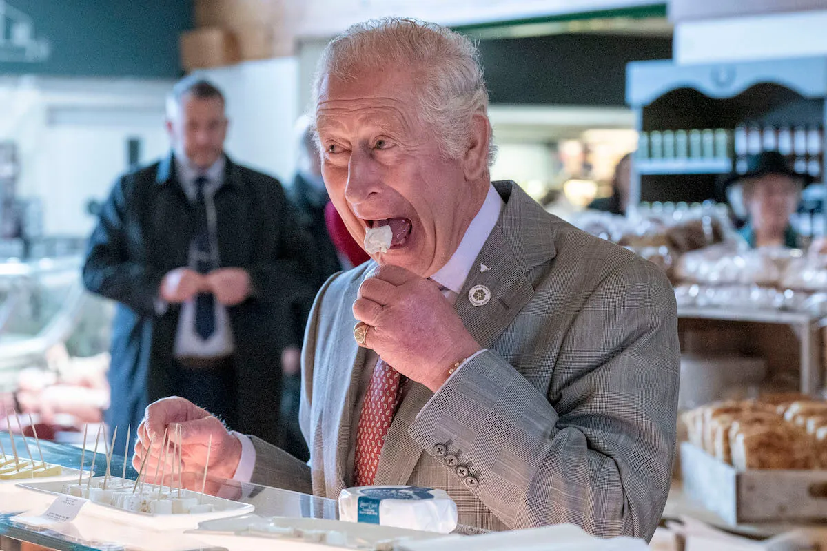 King Charles, who is spending his birthday working, samples food