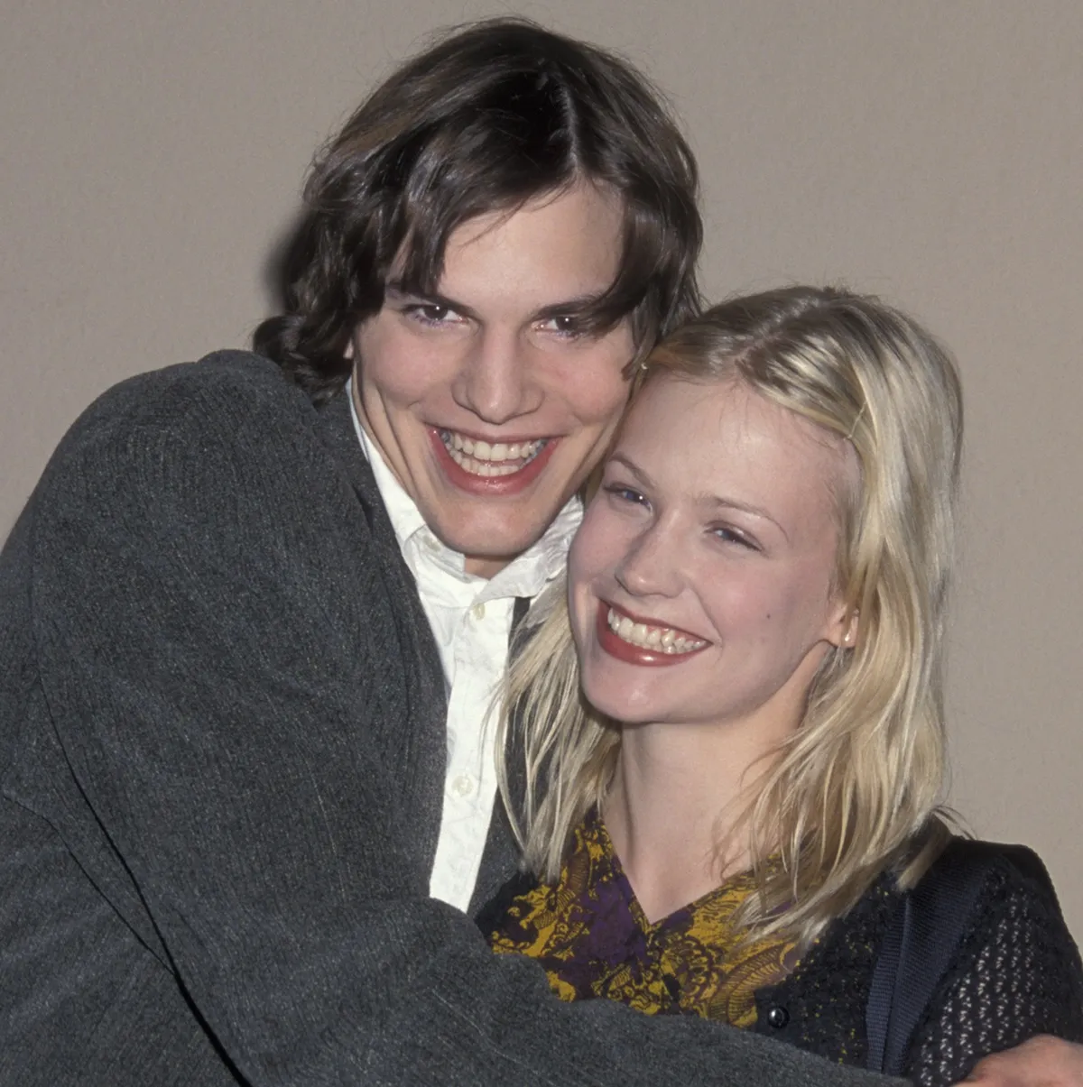 Ashton Kutcher and January Jones attend FOX TV All-Star Party on January 16, 1999