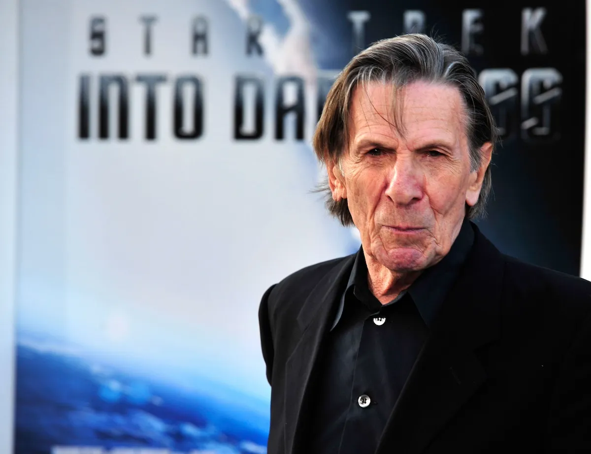 Leonard Nimoy in a black shirt at the premiere of 'Star Trek: Into Darkness'