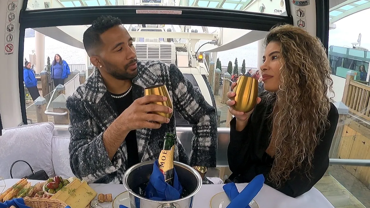 Josh and Jackelina drinking out of gold goblets in 'Love Is Blind: After the Altar' Season 4