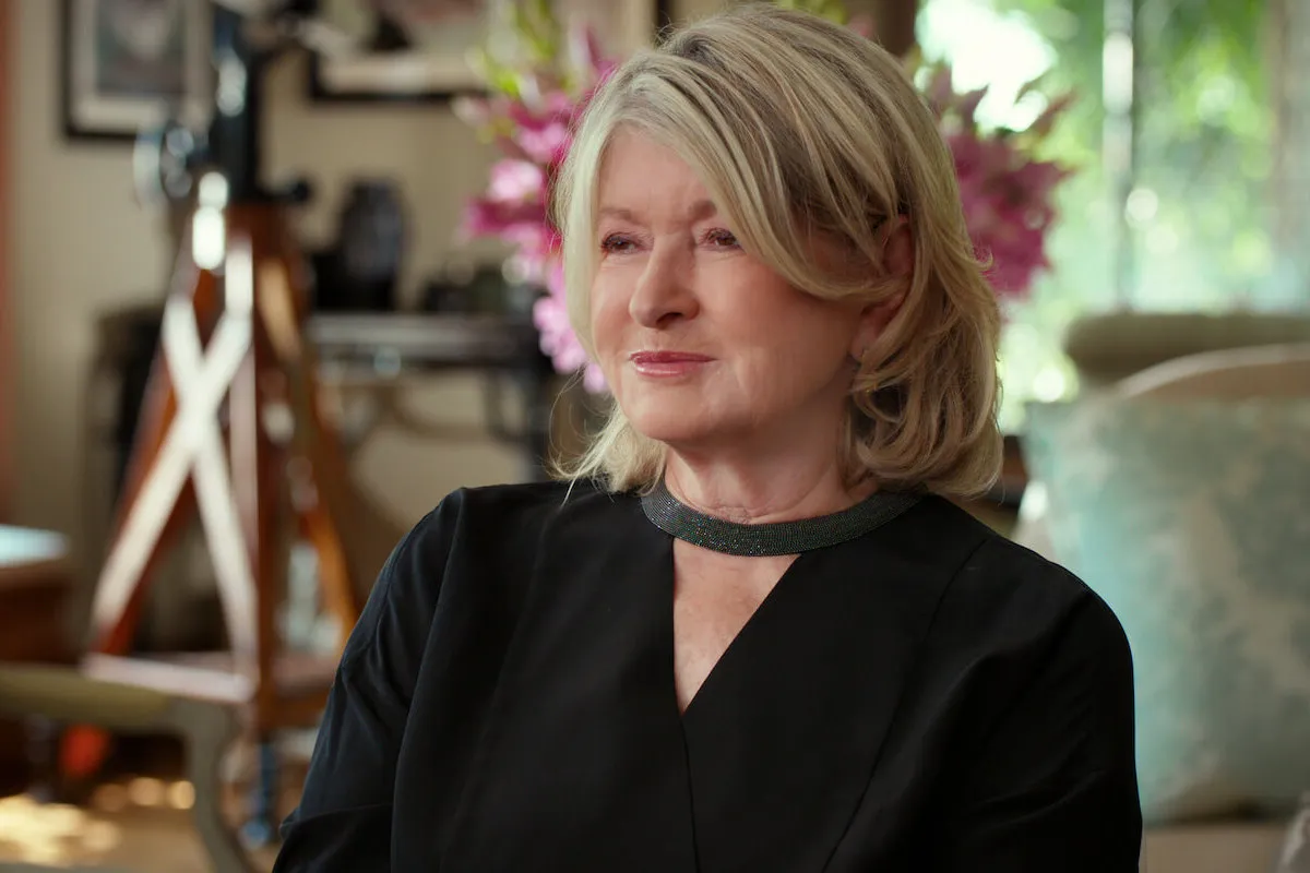 Martha Stewart wears a black shirt in a scene from Netflix's 'Martha' documentary