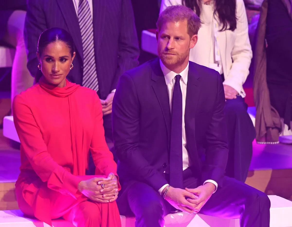 Meghan Markle and Prince Harry during the Opening Ceremony of the One Young World Summit 2022 at The Bridgewater Hall in Manchester, England