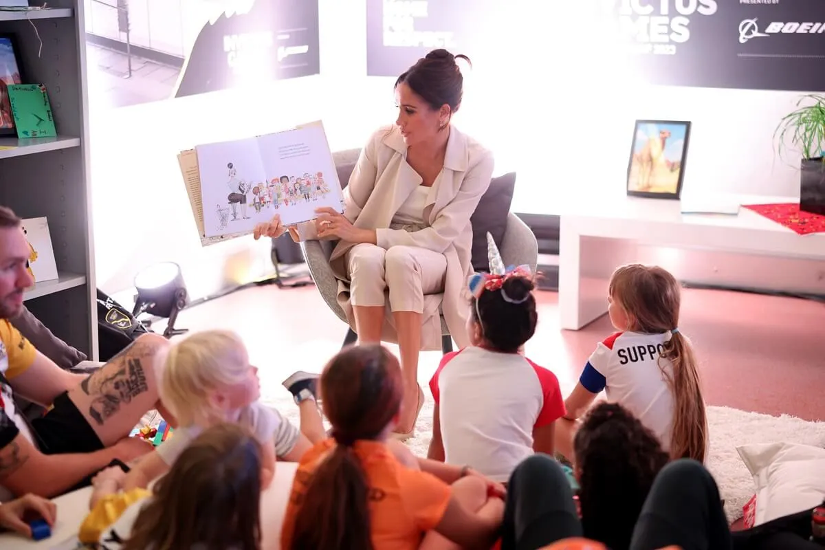 Meghan Markle attends the Kids’ Reading Hour at Kids’ Area in Nations’ Home during day seven of the Invictus Games in Duesseldorf, Germany